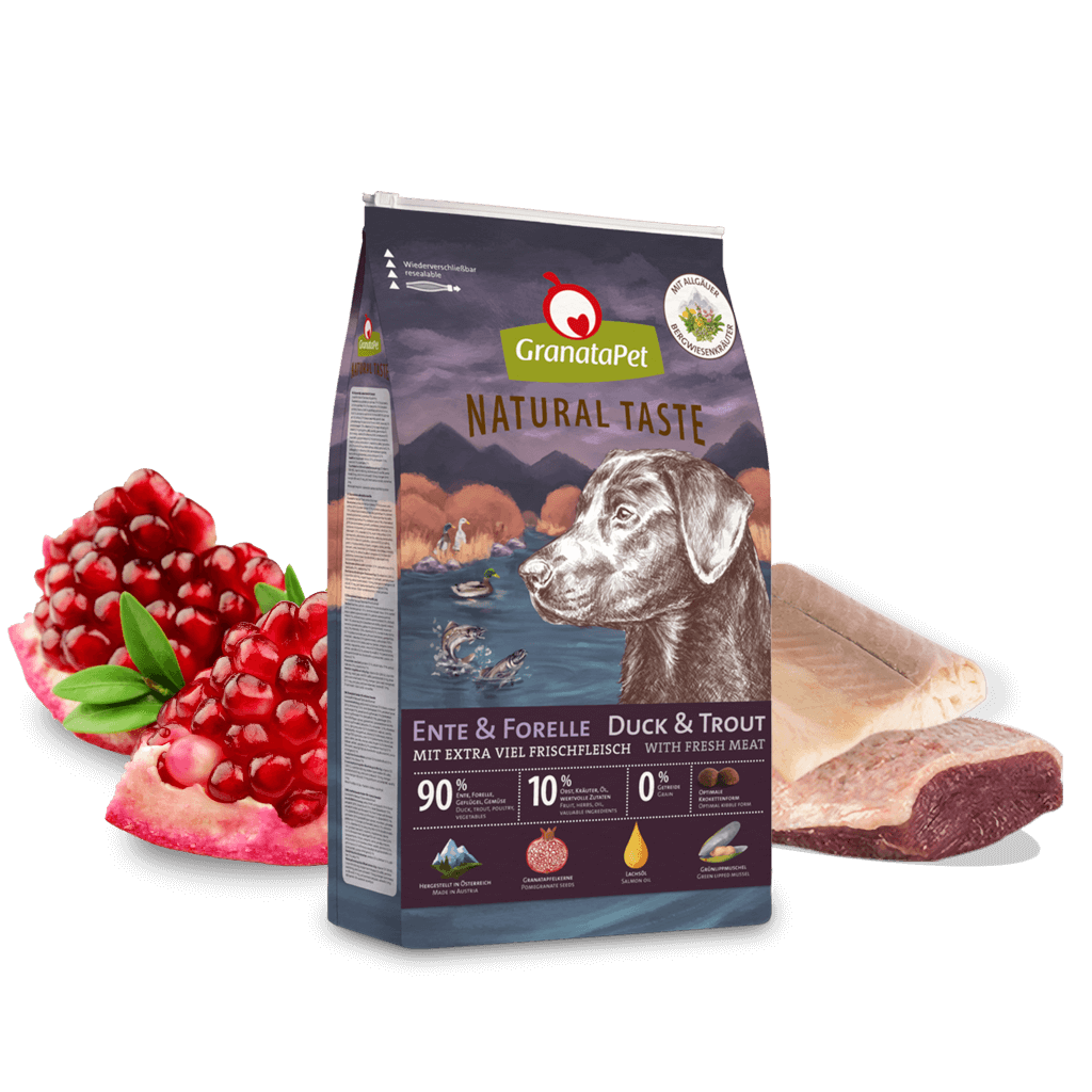 GranataPet Hund - Trockenfutter Natural Taste Ente & Forelle 12 kg - Zutaten